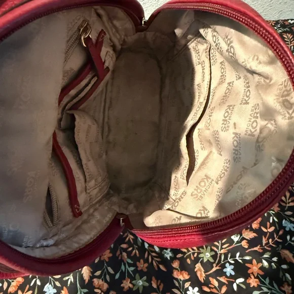 Michael Kors Red Leather Mini Backpack Handbag EUC - Picture 9 of 13